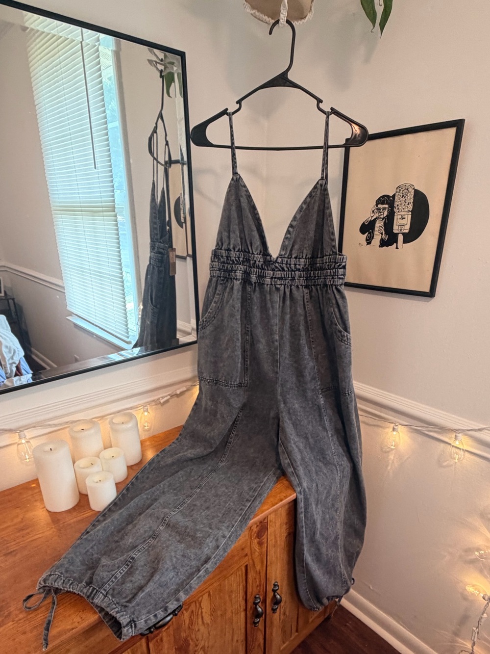 Chic Distressed Overalls Gray | L